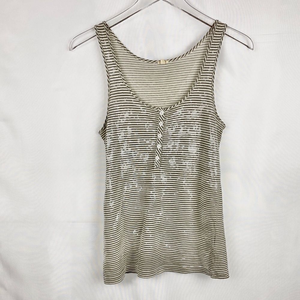 J. CREW Sequined Striped Button-Up Tank Top,